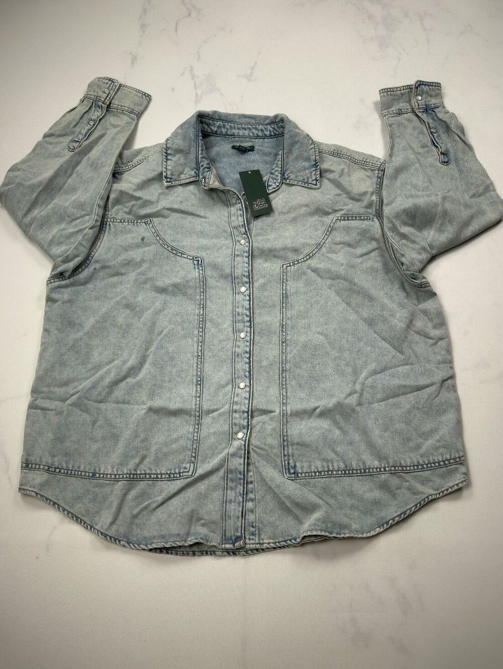 Wild Fable Denim Shirt Light Blue Western Button Front - Womens XXL NWT